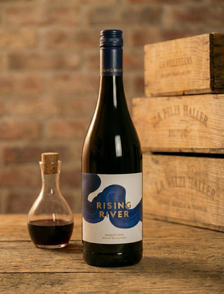 Reigate Surrey merlot wine bottle used in Wine Night In private wine tasting at home with decanter beside.