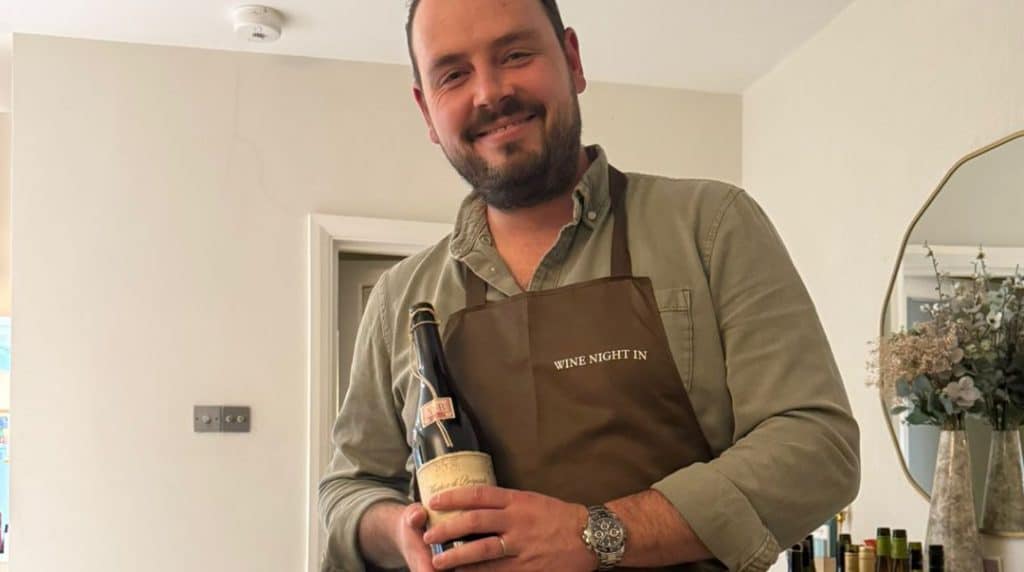 Birthday wine tasting in Guildford with friends enjoying a relaxed wine tasting at home