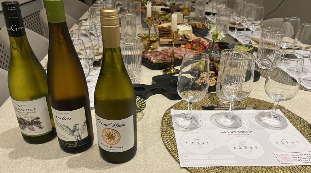 Engagement wine tasting at home in Chelmsford, Essex with sparkling wine and friends