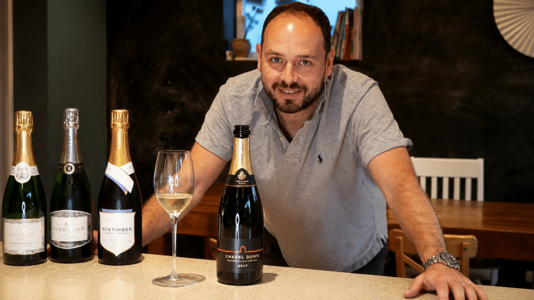 Jonny reviewing Chapel Down English sparkling wine