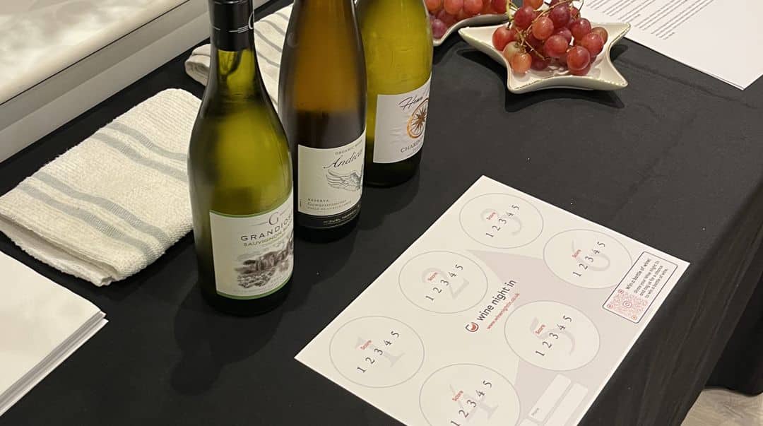 Christmas wine tasting at home in Dorking, Surrey